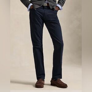 Mens Polo Ralph Lauren Varick Slim Straight Cotton Pants 34x32 Navy Blue EUC